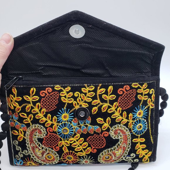 India Multicoloured Envelope Embroidered Paisley Bag - Picture 2 of 13